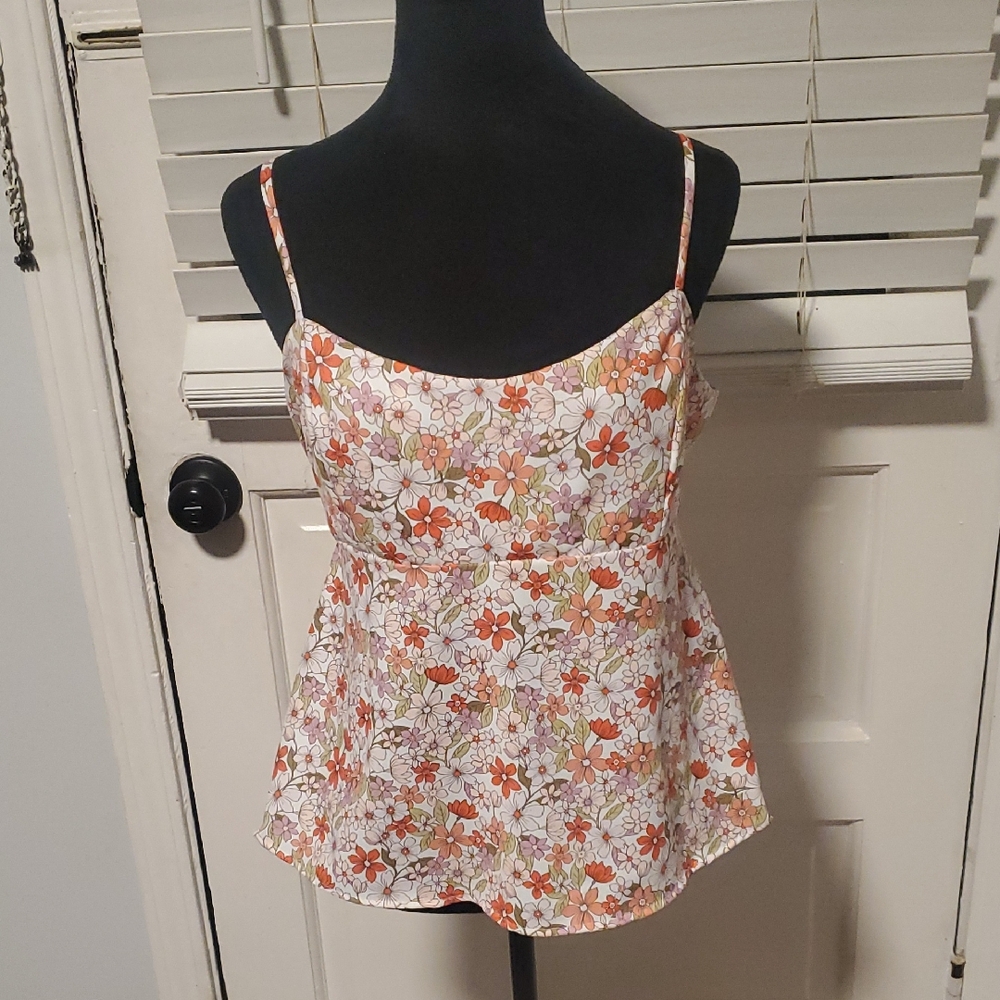 Originality Floral Print Camisole with Spaghetti Straps